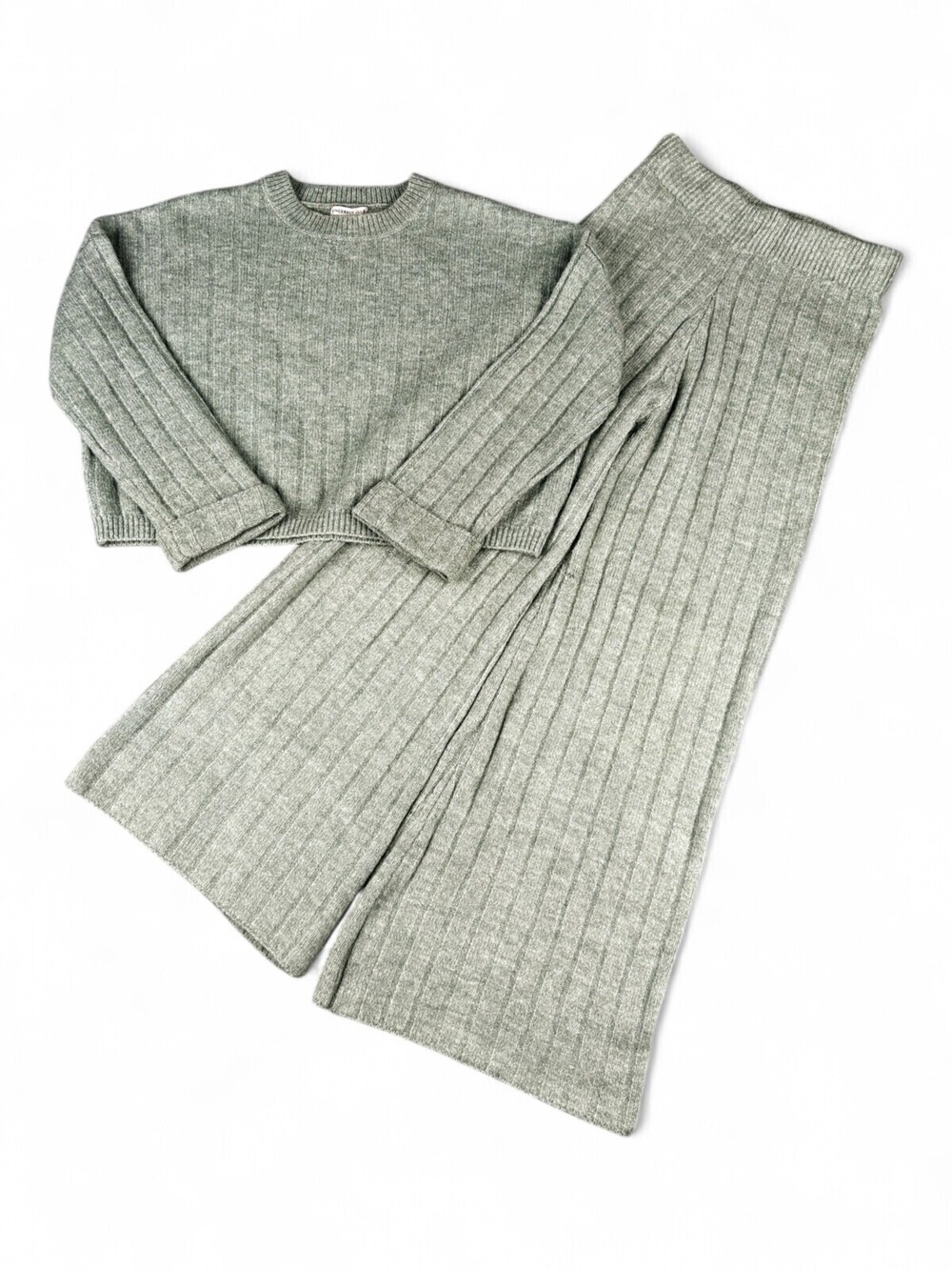Sincerely Jules Ribbed Knit Two-Piece Set Sweater & Wide-Leg Pants M
